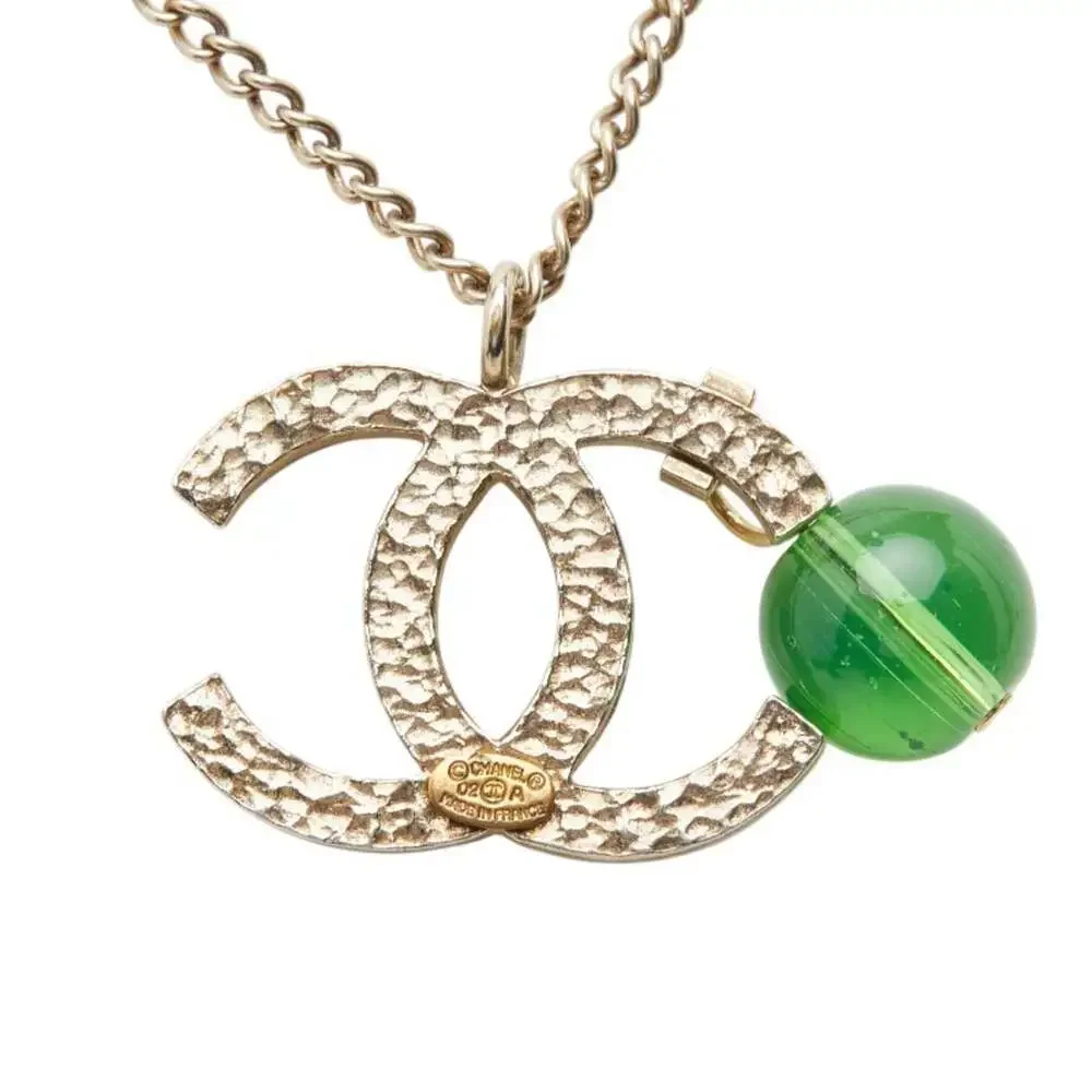 Chanel Cc Logo Pendant Necklace Silver- #250062C63B